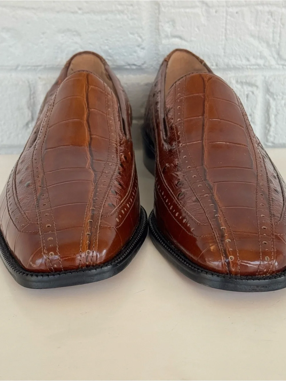 Stacy Adams Alligator Print Square Toe Loafers Men's 8